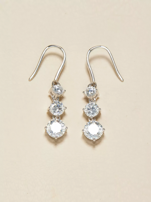 Coralie three stone moissanite drop earrings in S925 sterling silver
