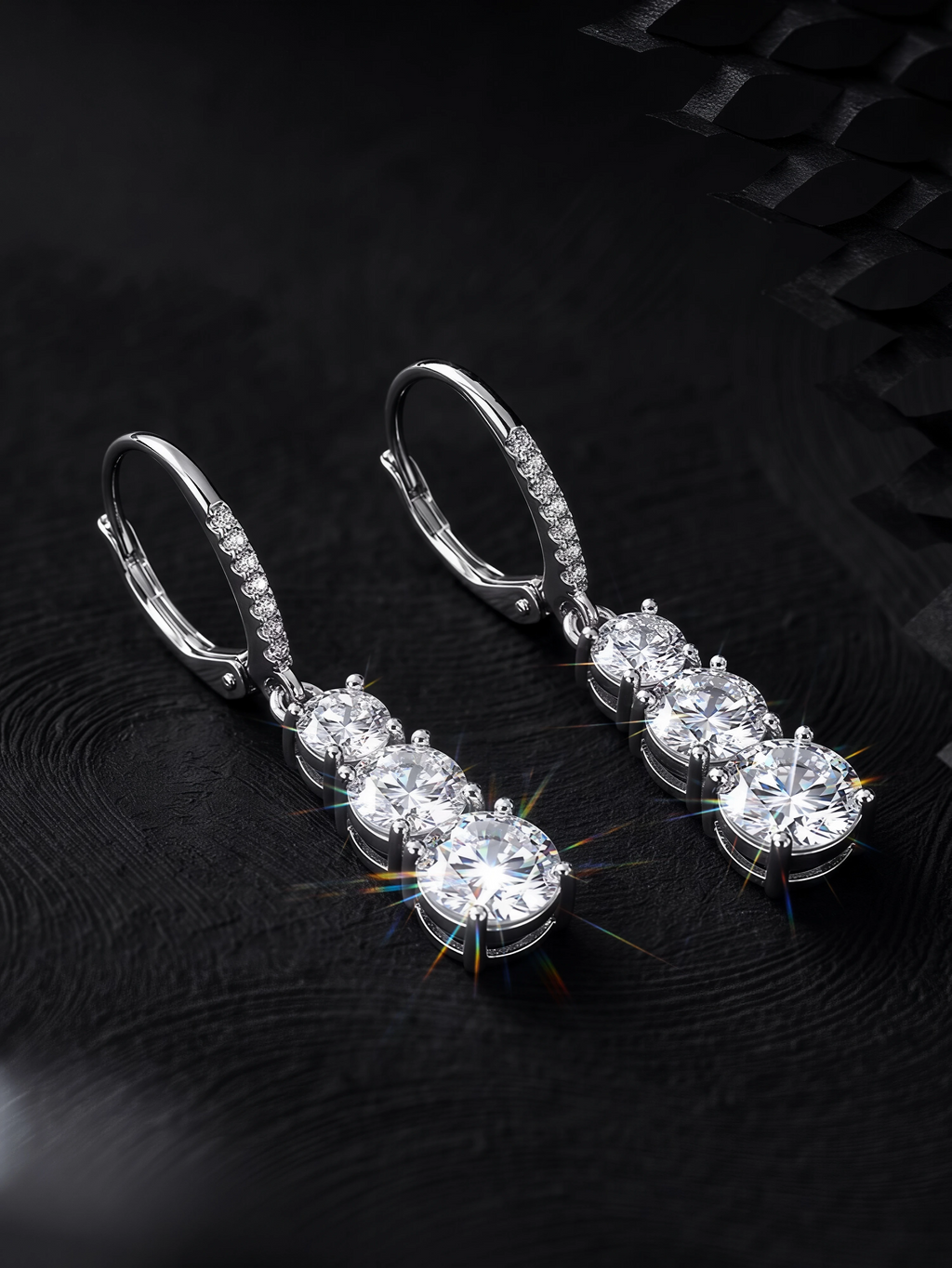Margaux long moissanite drop earrings in S925 sterling silver, alternate view 5