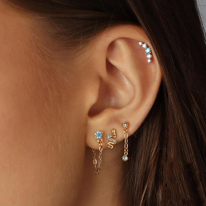 Aqua Snake Earrings Set