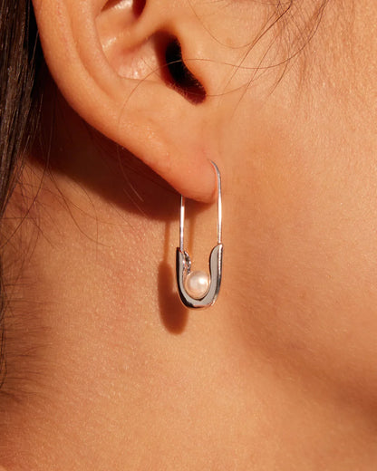 Silver Safety Pin Earrings