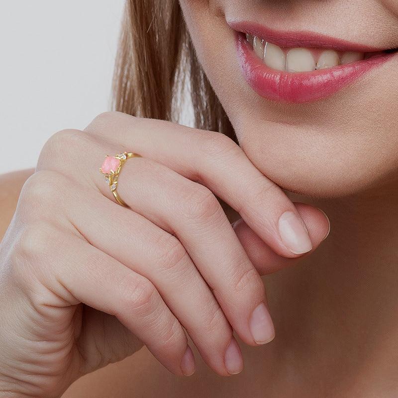 Blush Pink Square Cut Adjustable Ring