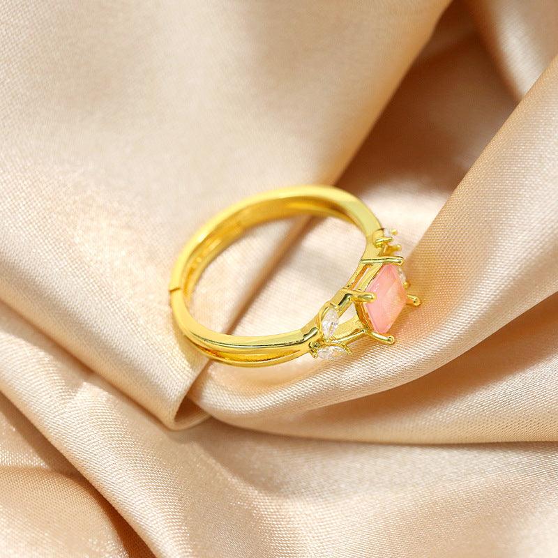 Blush Pink Square Cut Adjustable Ring