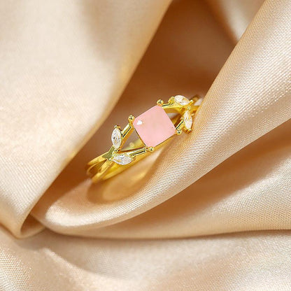 Blush Pink Square Cut Adjustable Ring