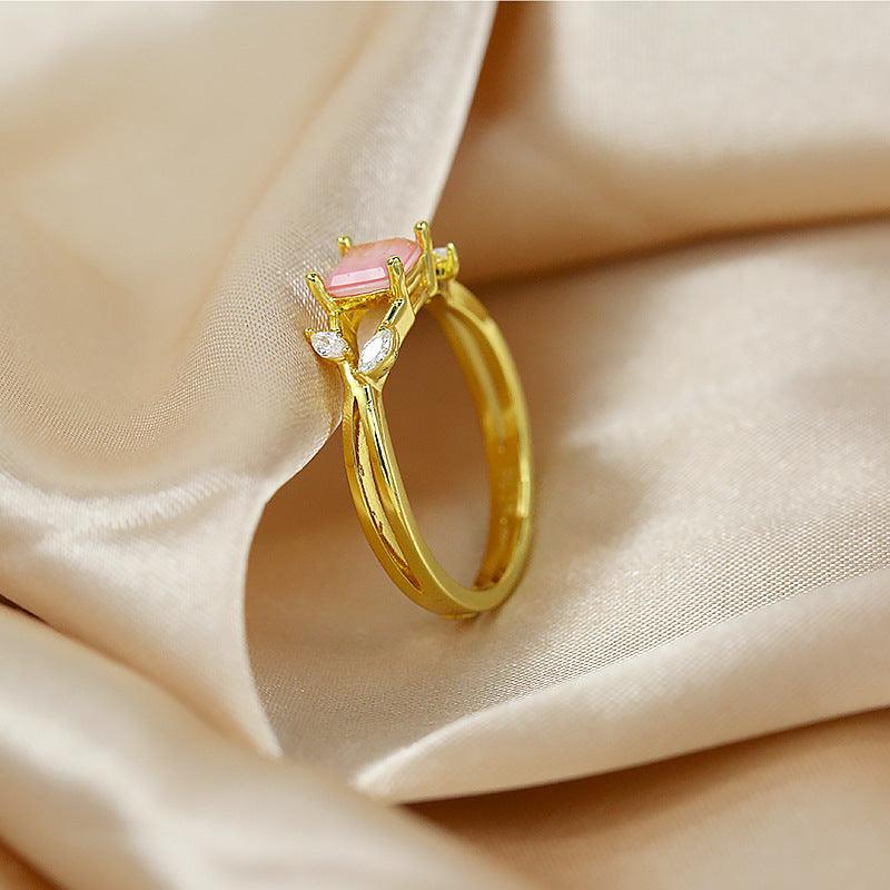 Blush Pink Square Cut Adjustable Ring