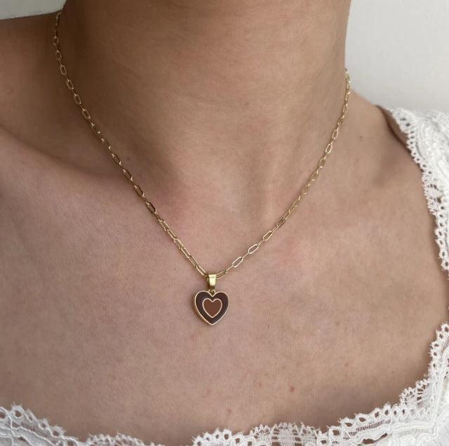 Espresso Heart Necklace