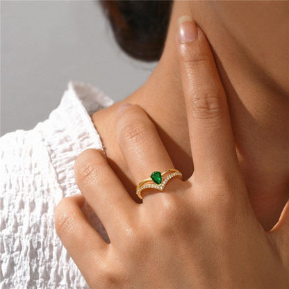 Green Heart Adjustable Ring