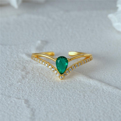 Green Heart Adjustable Ring