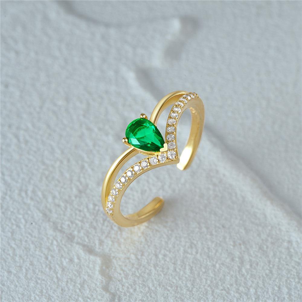 Green Heart Adjustable Ring