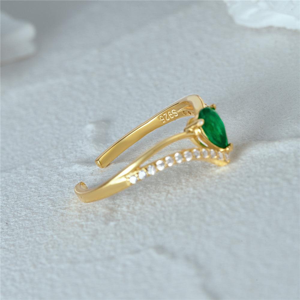 Green Heart Adjustable Ring