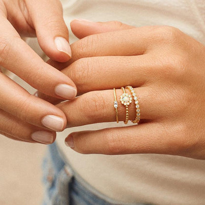 Opal Round Cut Adjustable Ring