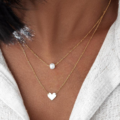 Pearl Heart Layered Necklace