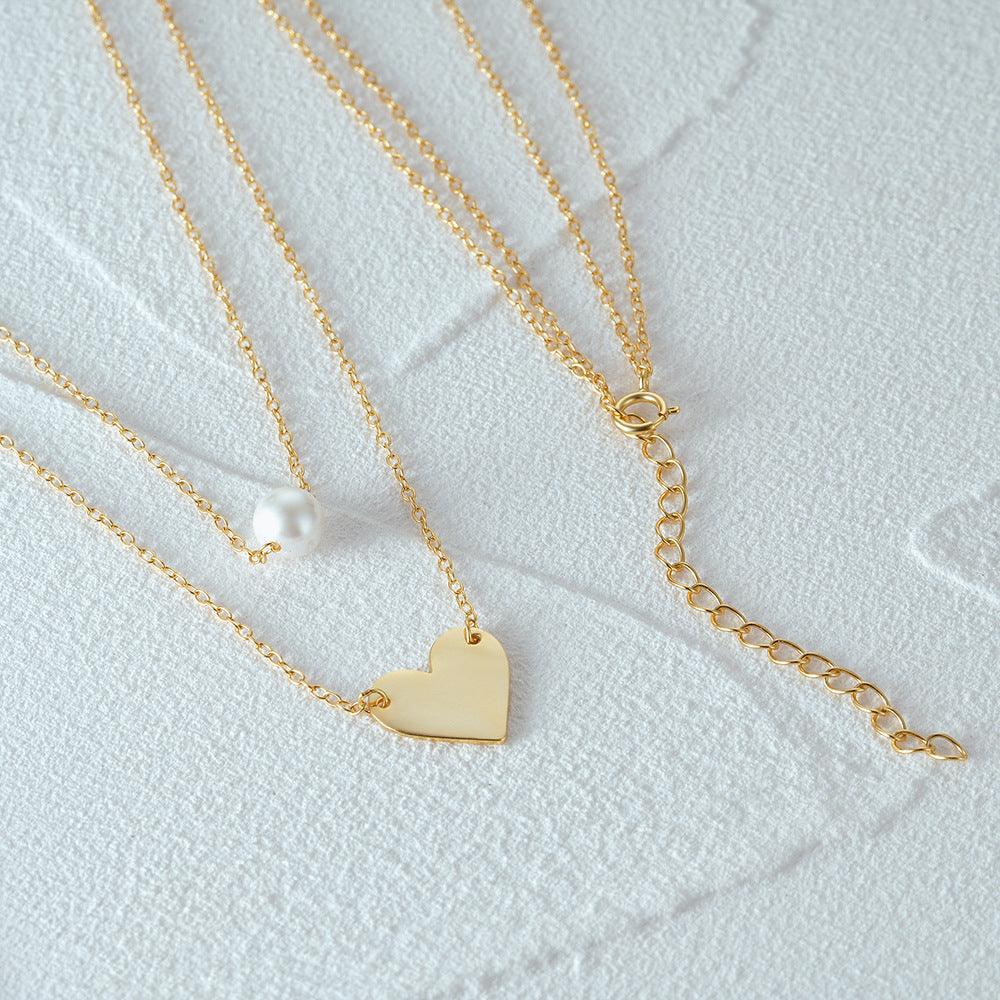 Pearl Heart Layered Necklace