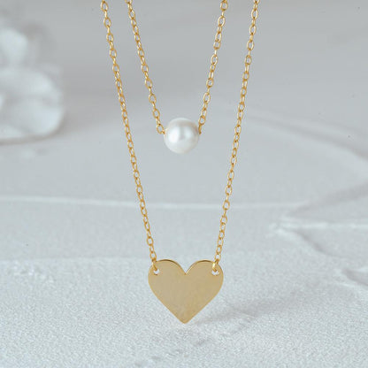 Pearl Heart Layered Necklace