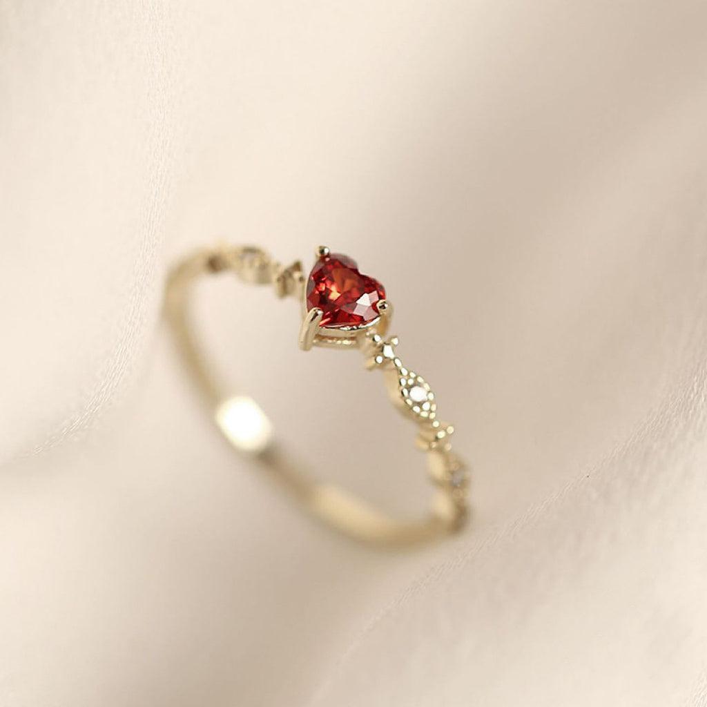 Rose Red Heart Ring