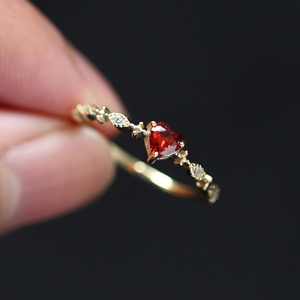 Rose Red Heart Ring