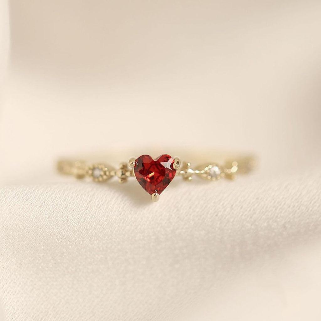 Rose Red Heart Ring