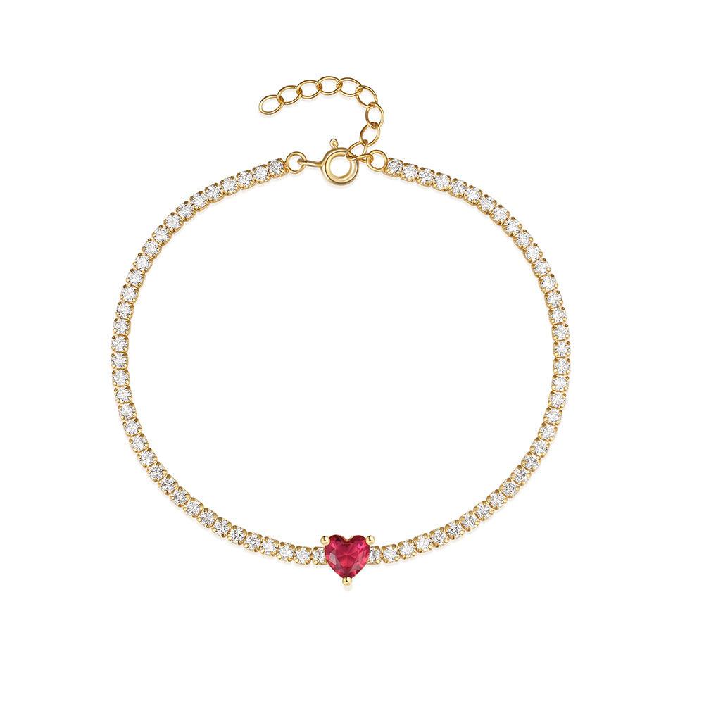 Rose Red Heart Tennis Bracelet