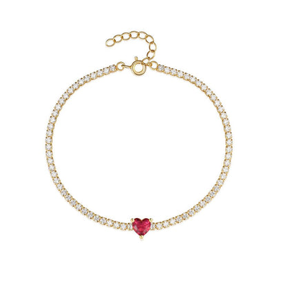 Rose Red Heart Tennis Bracelet