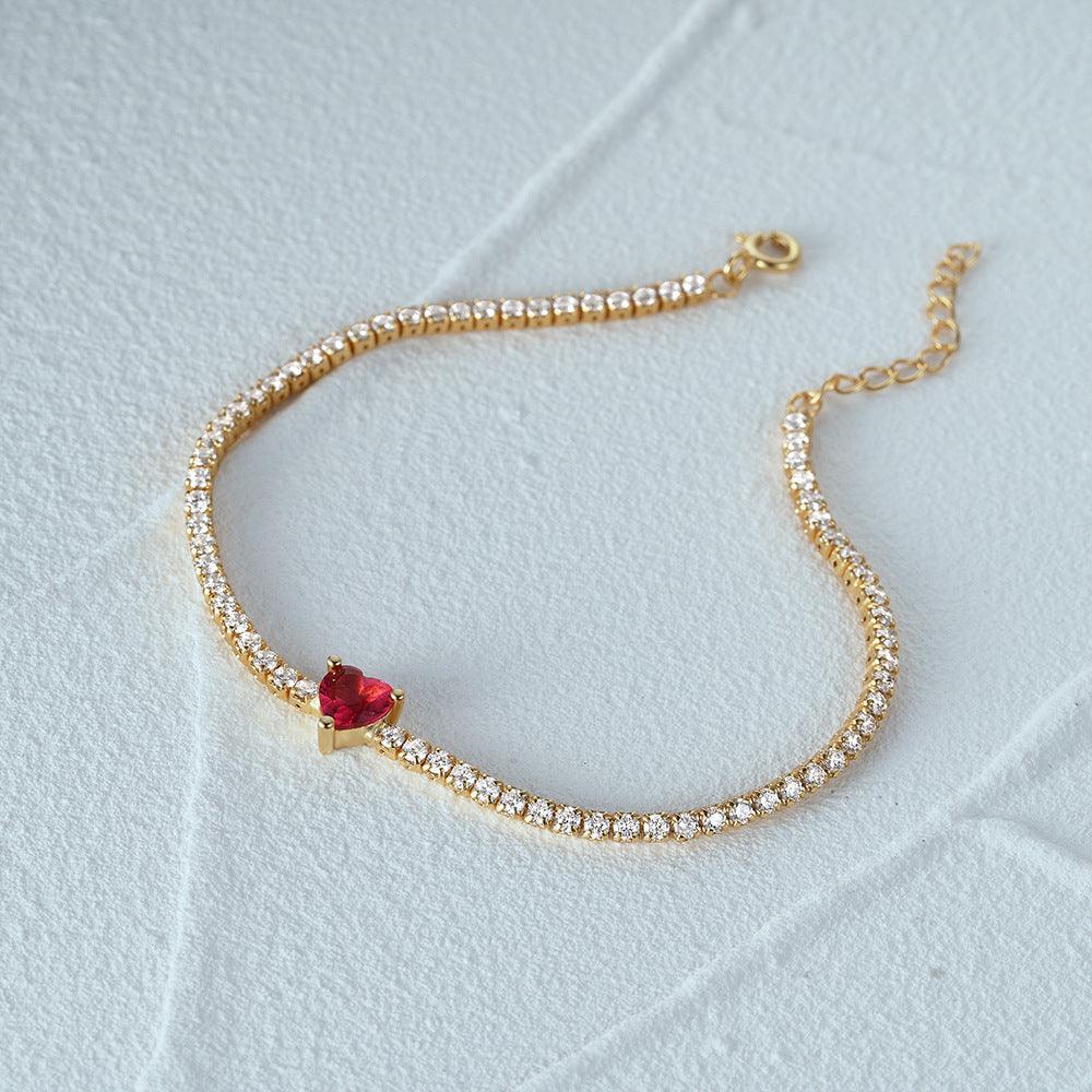 Rose Red Heart Tennis Bracelet